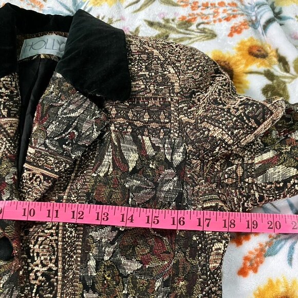 Vintage Holly Blazer Floral Tapestry Velvet Womens 6 Abstract Long Line 90s 80s - Picture 6 of 8